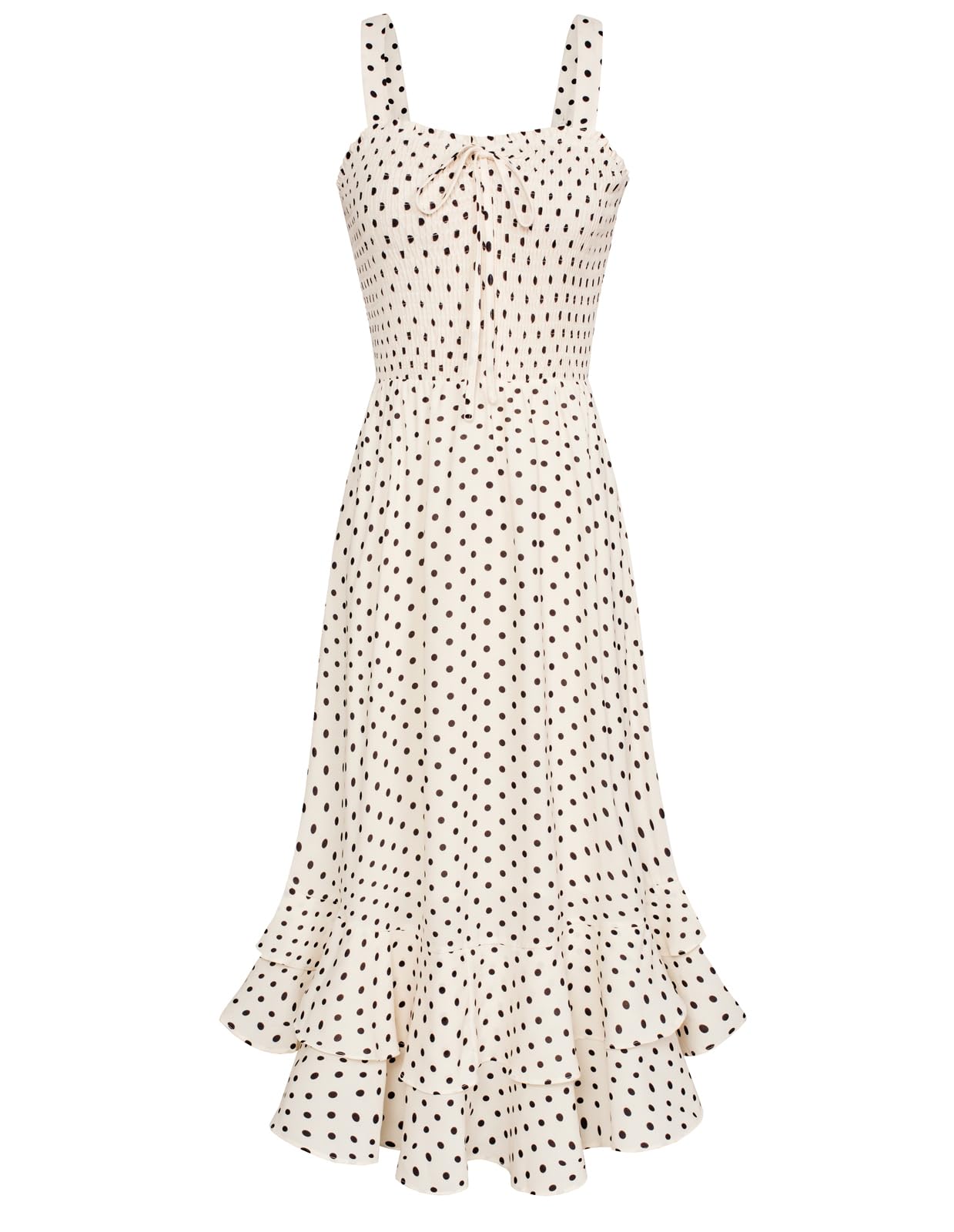 Mildred Women's Maxi Dress – Square Neck, Straps, Smocked A-Line Cut & Ruffled Hem Summer