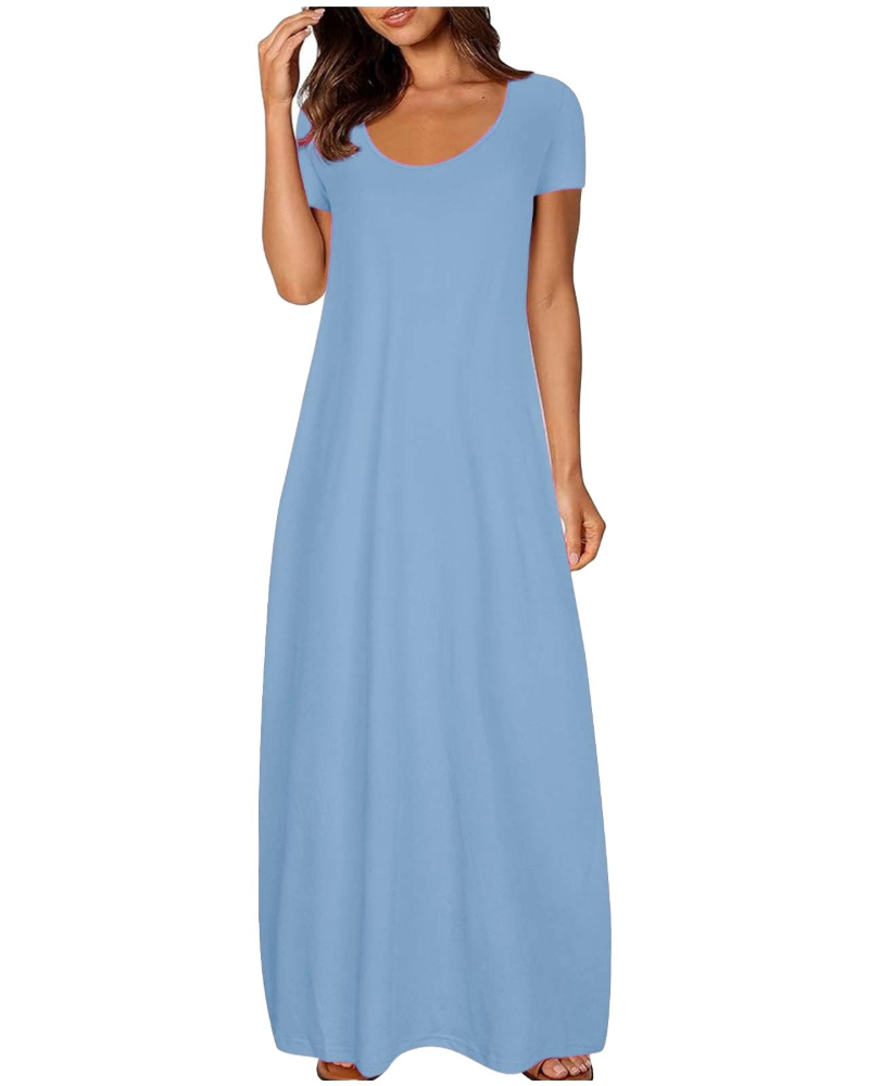 Vestido Longo Marla Mulher – Vestido Boémio Fluido Estampado Floral Corte A-Line Verão