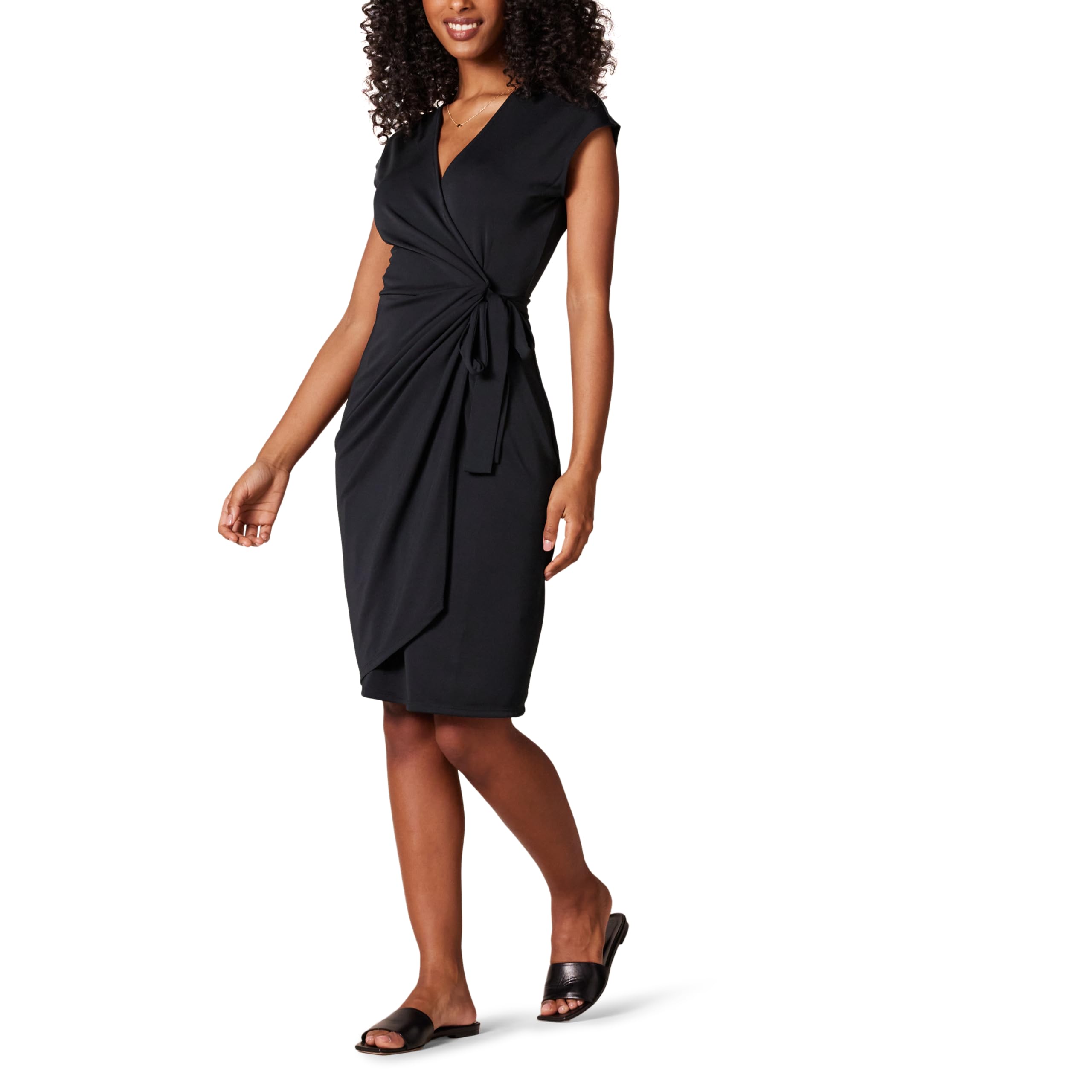 Juna Robe Femme – Haljina na preklop s V-izrezom, kratkim rukavima i elegantnim uskim krojem