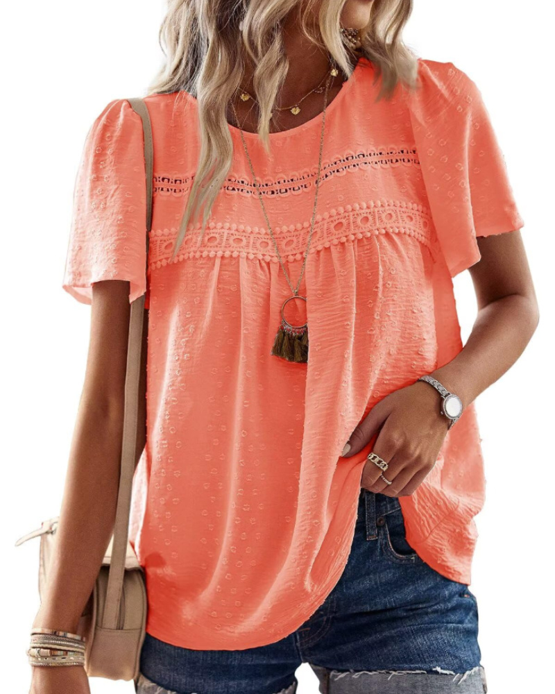 Naira Bluse Damen – Boho-Top aus Musselin mit Spitze & fließendem Schnitt
