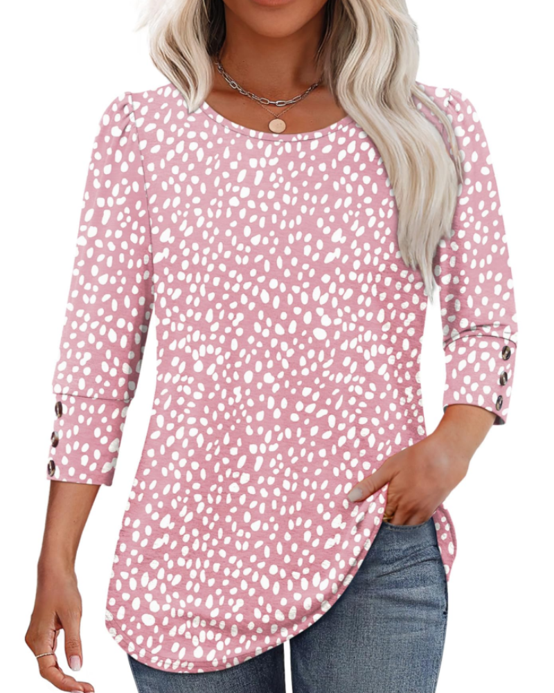 Blusa Veda Donna – Top con Scollo a V, Maniche 3/4 Sbuffanti e Polsini Arricciati Chic
