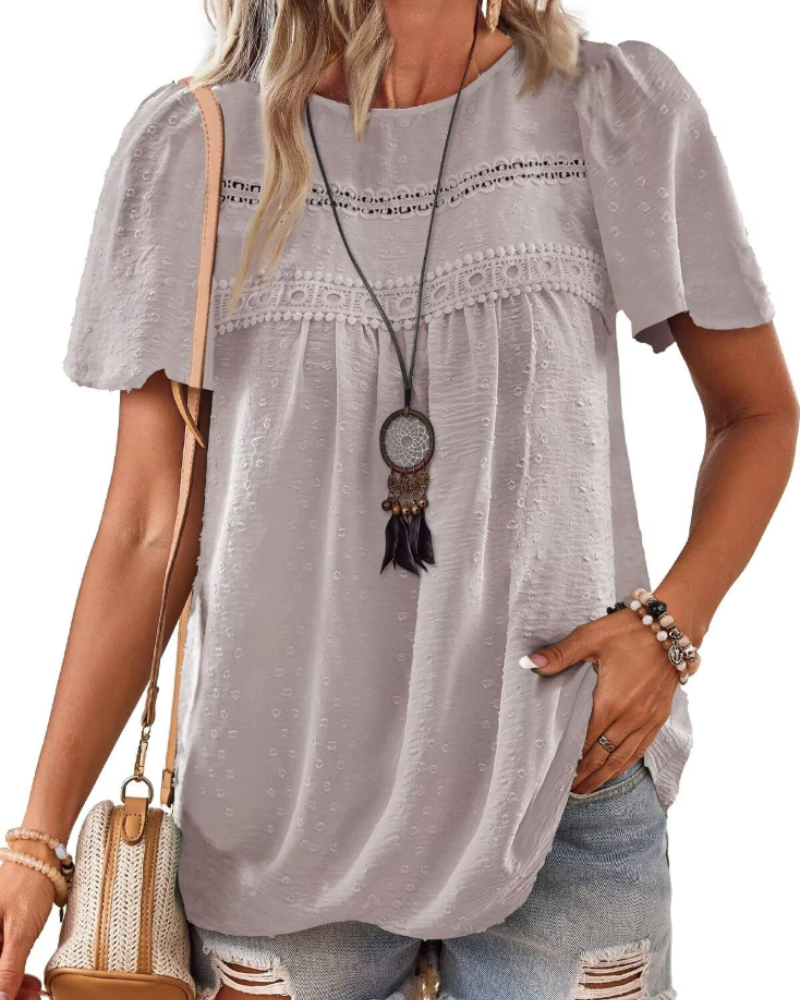 Naira Bluse Damen – Boho-Top aus Musselin mit Spitze & fließendem Schnitt