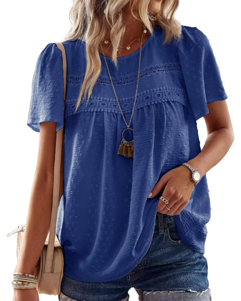 Naira Bluse Damen – Boho-Top aus Musselin mit Spitze & fließendem Schnitt