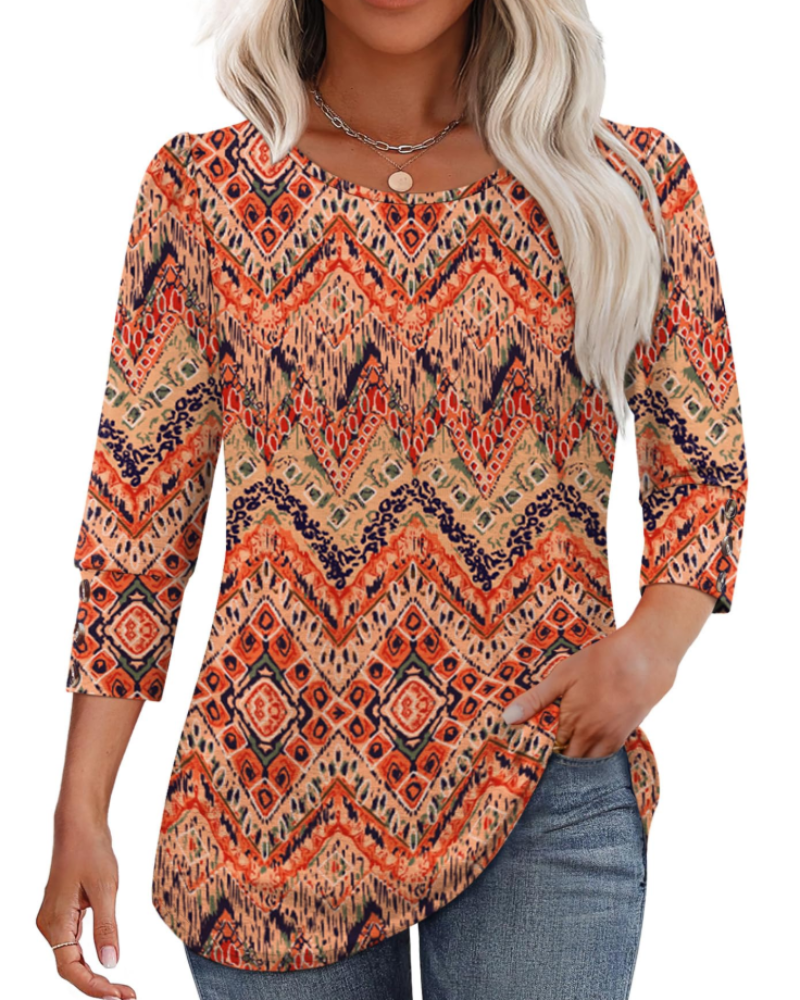 Blusa Veda Donna – Top con Scollo a V, Maniche 3/4 Sbuffanti e Polsini Arricciati Chic
