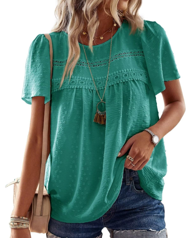 Naira Bluse Damen – Boho-Top aus Musselin mit Spitze & fließendem Schnitt