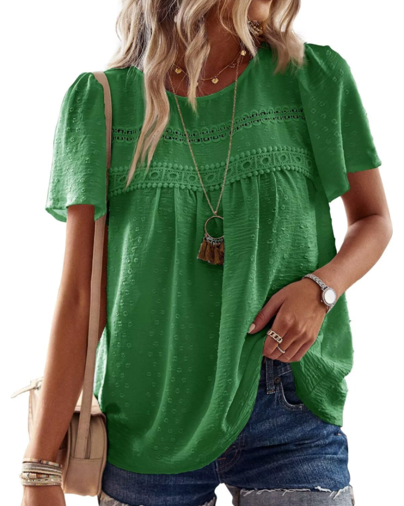 Naira Bluse Damen – Boho-Top aus Musselin mit Spitze & fließendem Schnitt