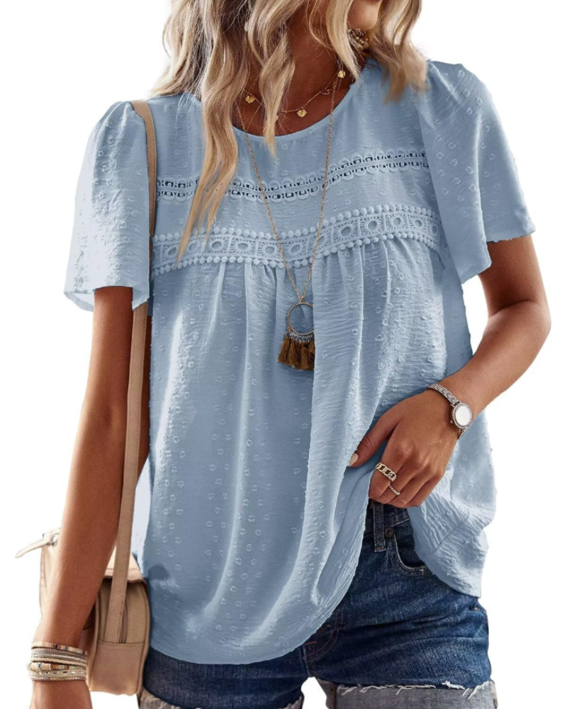 Naira Bluse Damen – Boho-Top aus Musselin mit Spitze & fließendem Schnitt