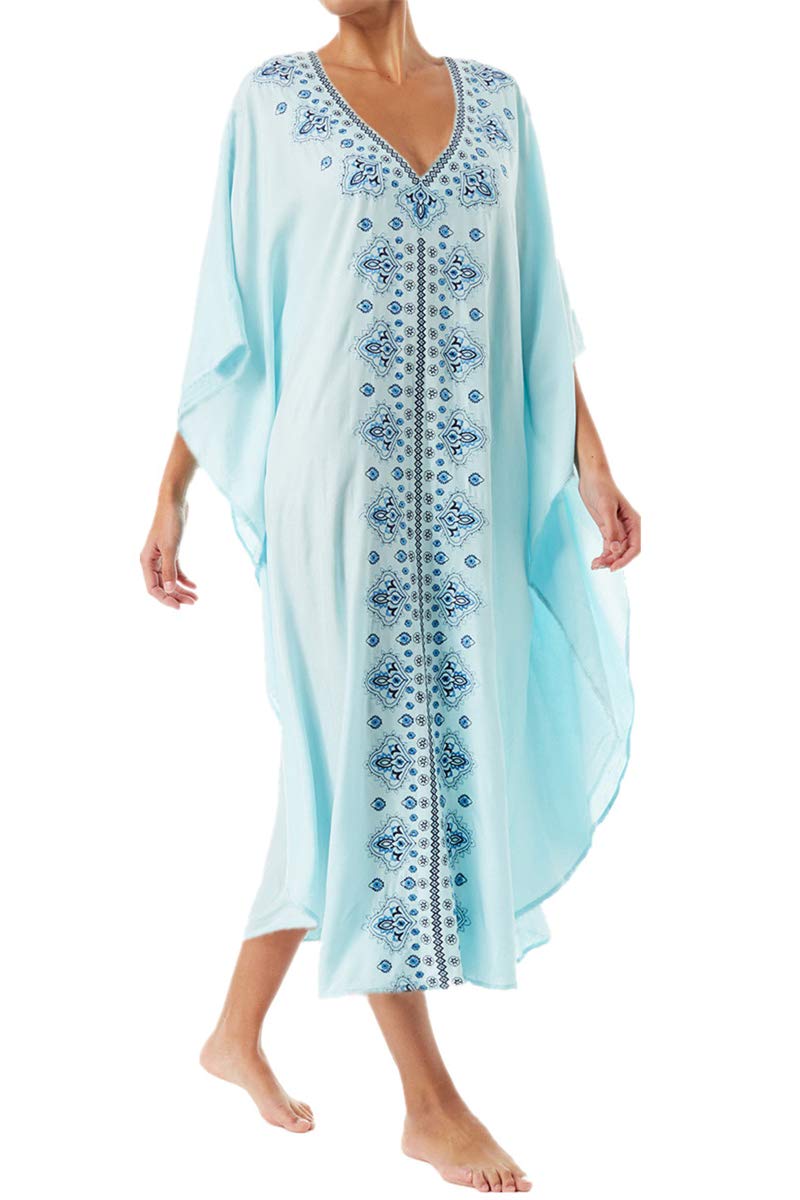 Eugenia Kimono Femme – Dugačka široka ljetna haljina za plažu, V-izrez i široki rukavi, ljetni prekrivač