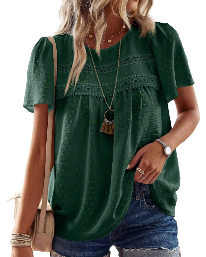 Naira Bluse Damen – Boho-Top aus Musselin mit Spitze & fließendem Schnitt