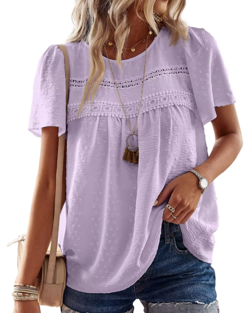 Naira Bluse Damen – Boho-Top aus Musselin mit Spitze & fließendem Schnitt