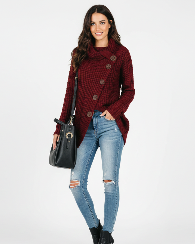Hailey Damesvest met Coltrui Oversized – Modern Gebreid Vest met Knopen en Zachte Breiwerk