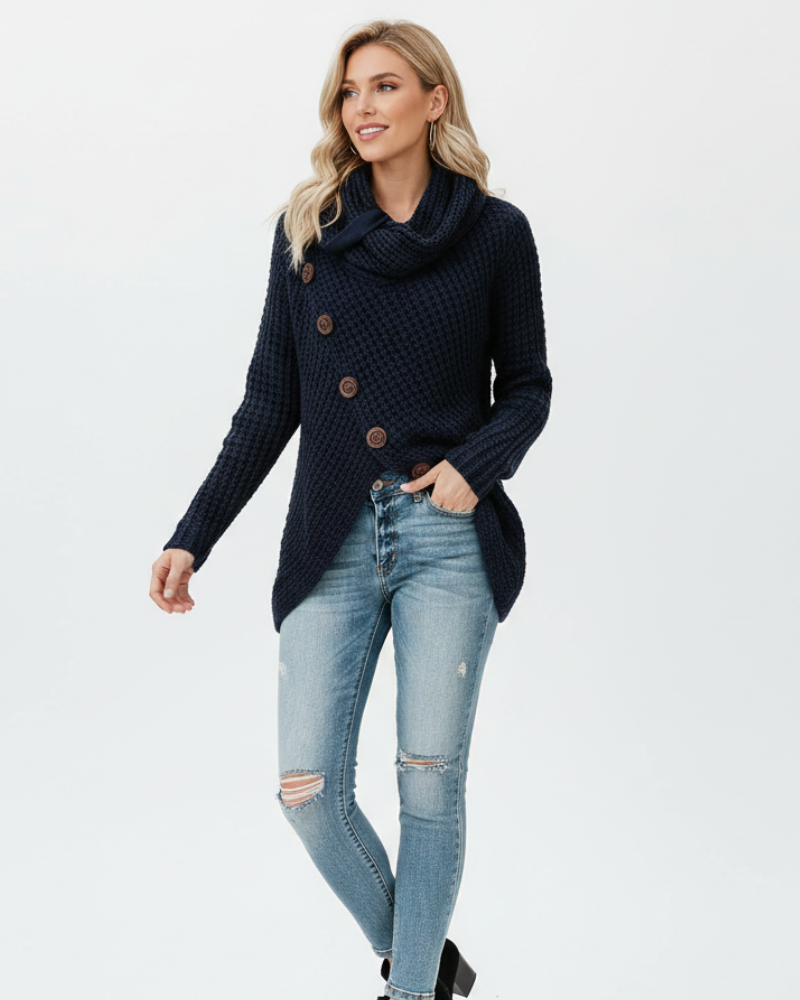 Hailey Damesvest met Coltrui Oversized – Modern Gebreid Vest met Knopen en Zachte Breiwerk