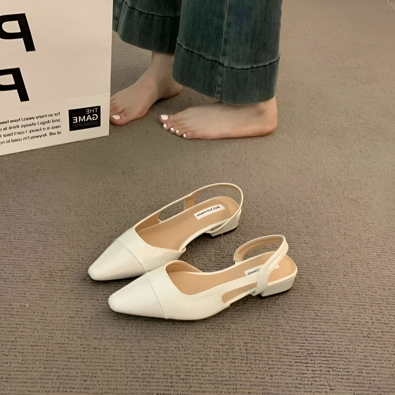 Baleriny damskie Camille – eleganckie buty ze szpiczastym noskiem i wygodnym kwadratowym obcasem