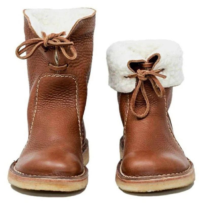 Emersyn Bottes Chauffantes Femme – Cuir Imperméable avec Doublure en Laine & Confort Hivernal