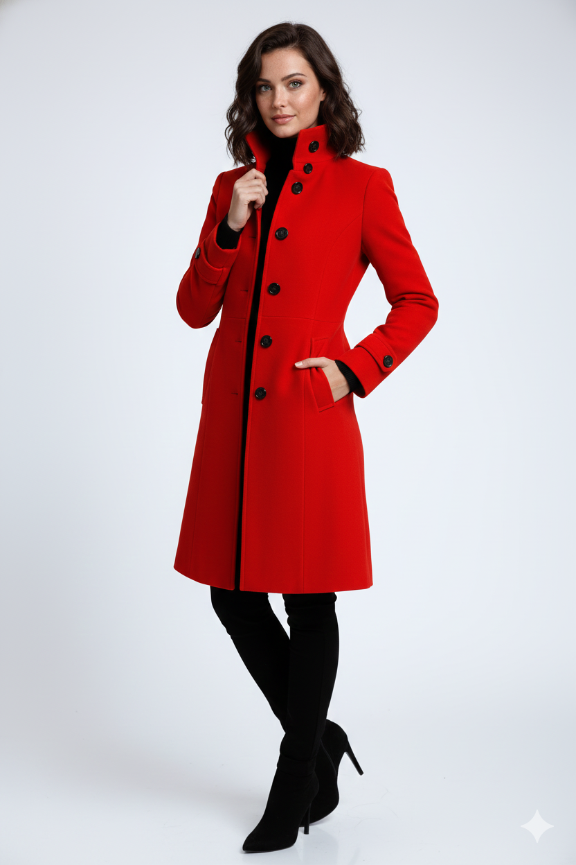 Sandy Trenchcoat Femme – Manteau Hiver avec Col Haut & Coupe Cintrée Élégante