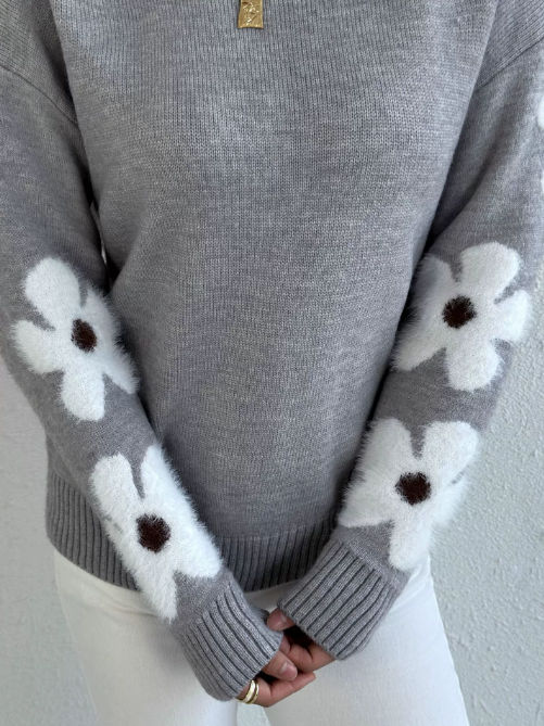 Aisha Pull Femme – Suéter de punto con motivo floral elegante y cómodo para la temporada