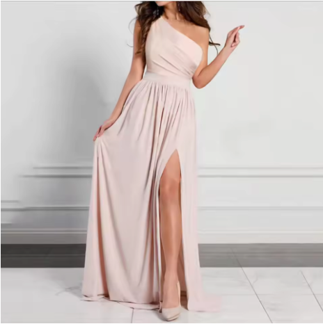 Antonella Robe Longue Elegant Kvinde – Robe Skulderbar med Blomstret Mønster & Chic Slids