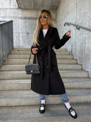 Talia Μαντώ Μακρύ Γυναικείο – Κομψό Χειμερινό Τρεντς με Ζώνη & Ζεστή Επένδυση