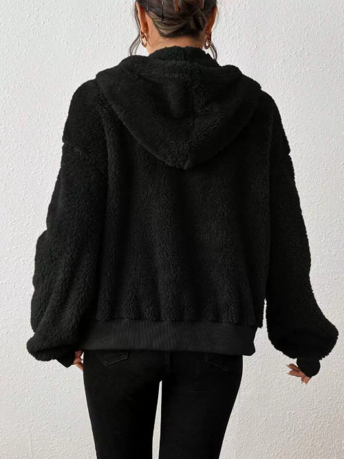 Adelyn Veste Femme – Cardigan Zippé à Capuche en Peluche Douce & Chaude pour Automne/Hiver