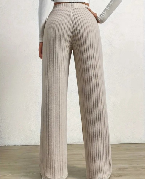 Hallie Pantalon Femme – Široké kalhoty z měkké a elegantní žebrované pleteniny na podzim/zimu