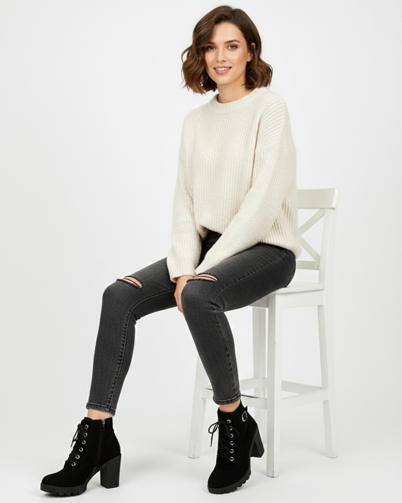 Luciana Dámske Členkové Topánky Štýl Martin s Kovovou Prackou – Hrubý Podpätok Pohodlný & Moderný Štýl