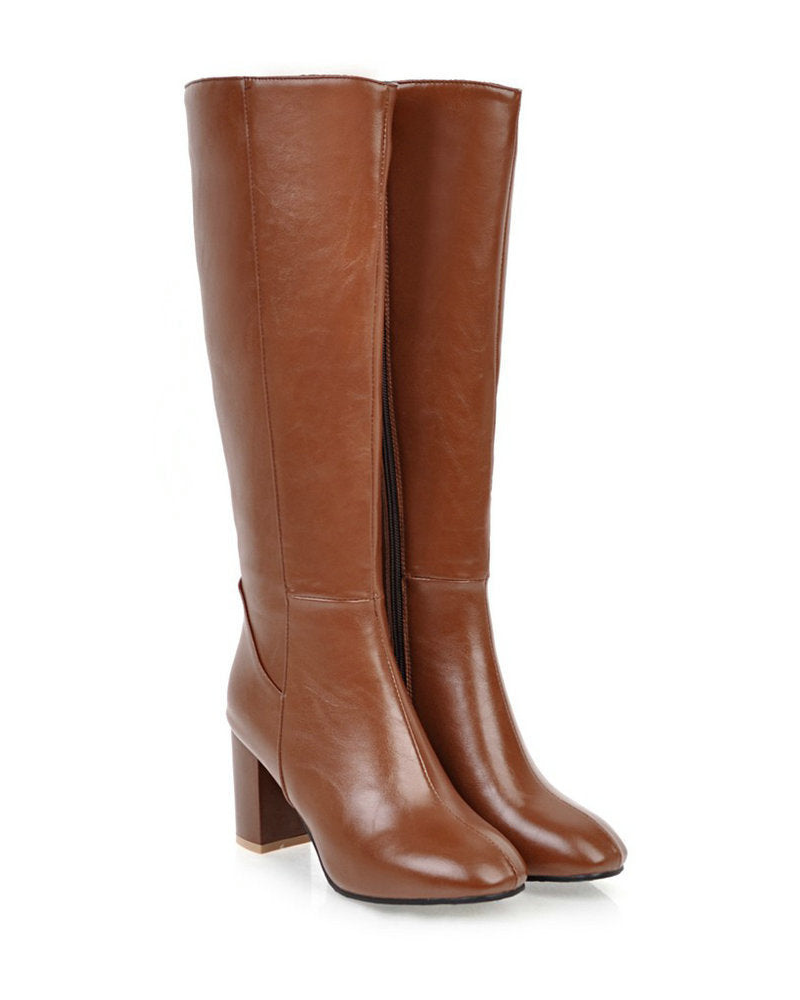 Paige Botas Femininas Clássicas com Fecho – Botas Elegantes com Salto Bloco Confortável