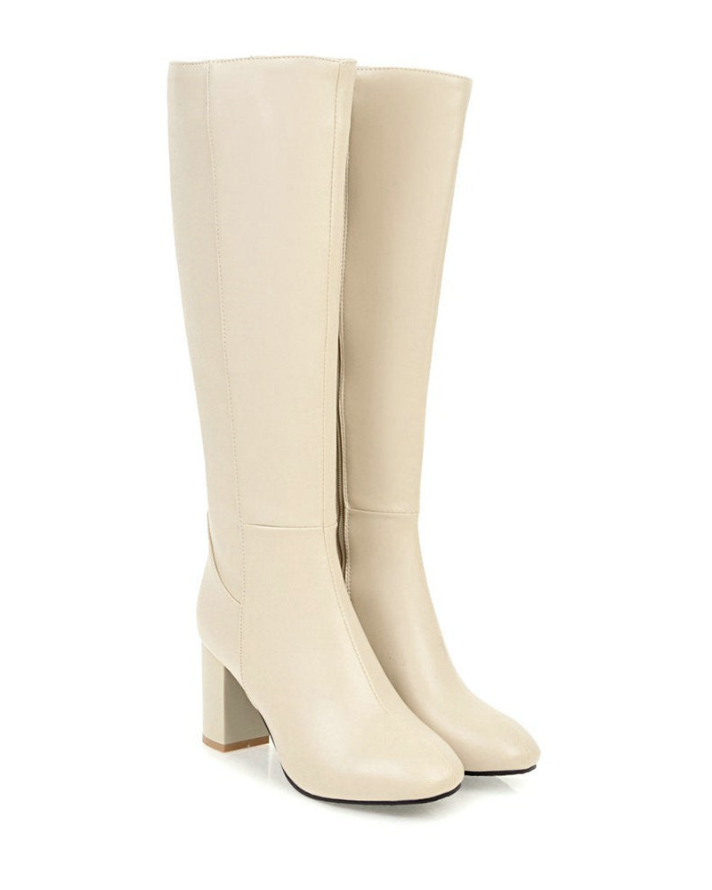 Paige Damenstiefel Klassisch mit Reißverschluss – Elegante Stiefel mit Bequemem Blockabsatz