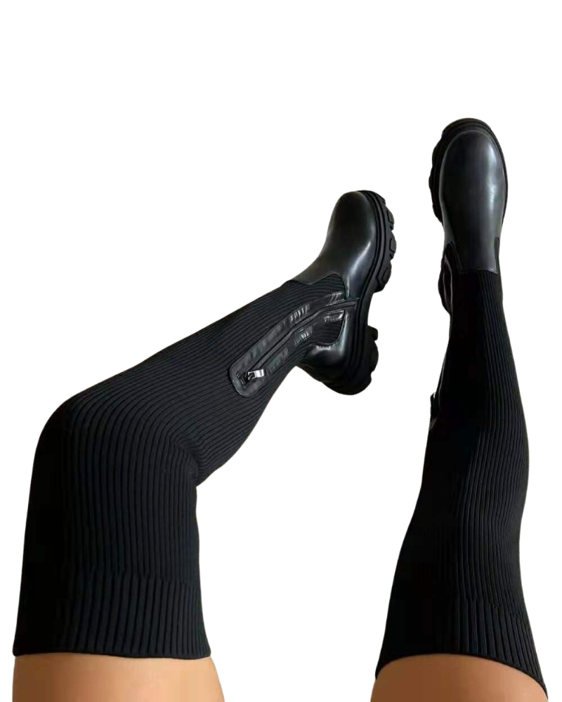Effer Dames Overknee Stretch Laarzen – Modieuze Elegante Laarzen met Comfortabele Hak