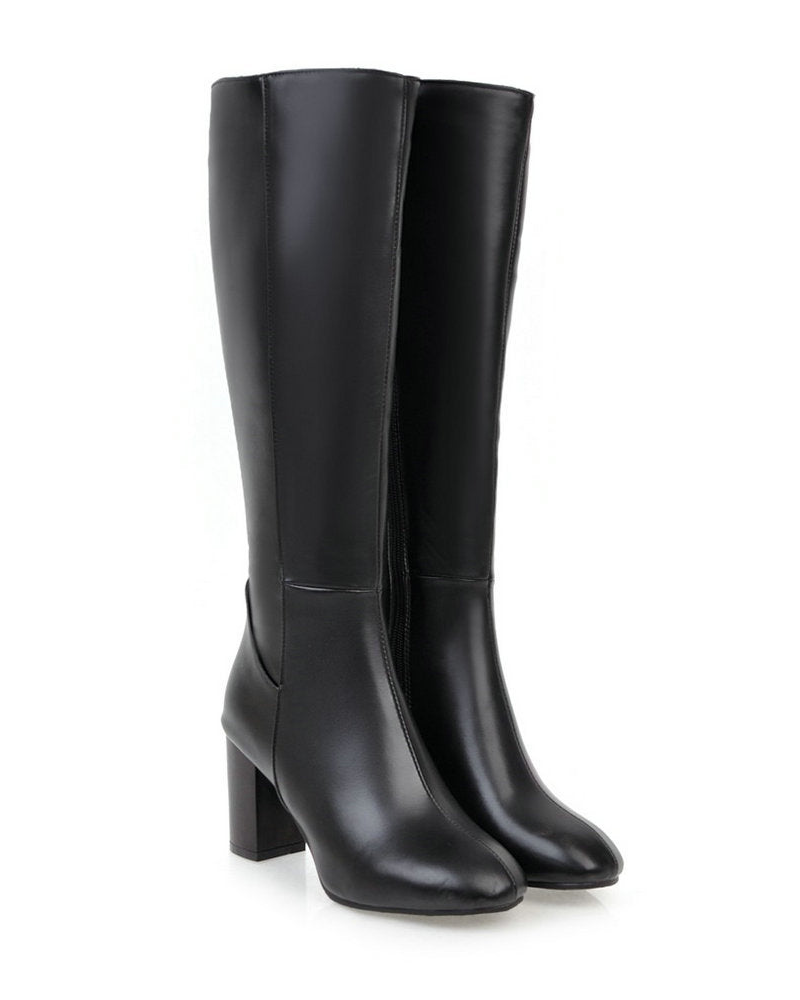 Paige Damenstiefel Klassisch mit Reißverschluss – Elegante Stiefel mit Bequemem Blockabsatz