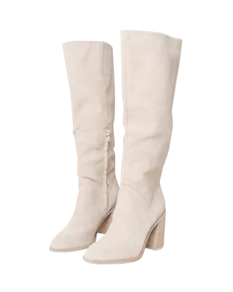 Noemie Μπότες Ψηλές Γυναικείες Μπεζ – Κομψές Άνετες Μπότες από Συνθετικό Δέρμα με Εφαρμοστή Κοπή