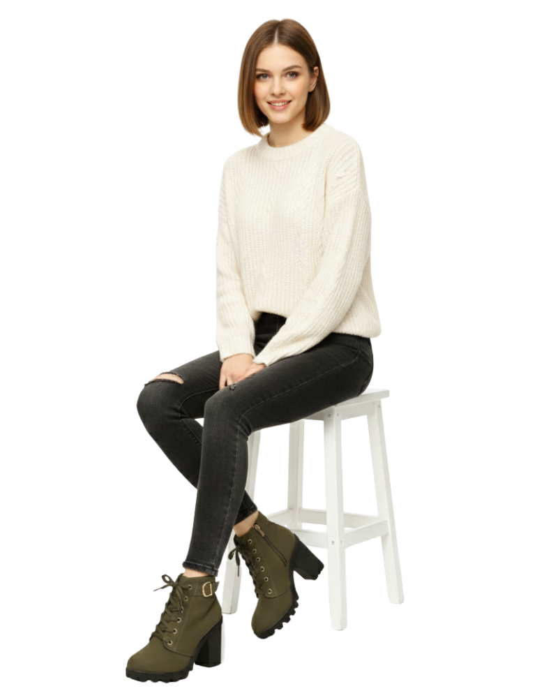 Luciana Dámske Členkové Topánky Štýl Martin s Kovovou Prackou – Hrubý Podpätok Pohodlný & Moderný Štýl