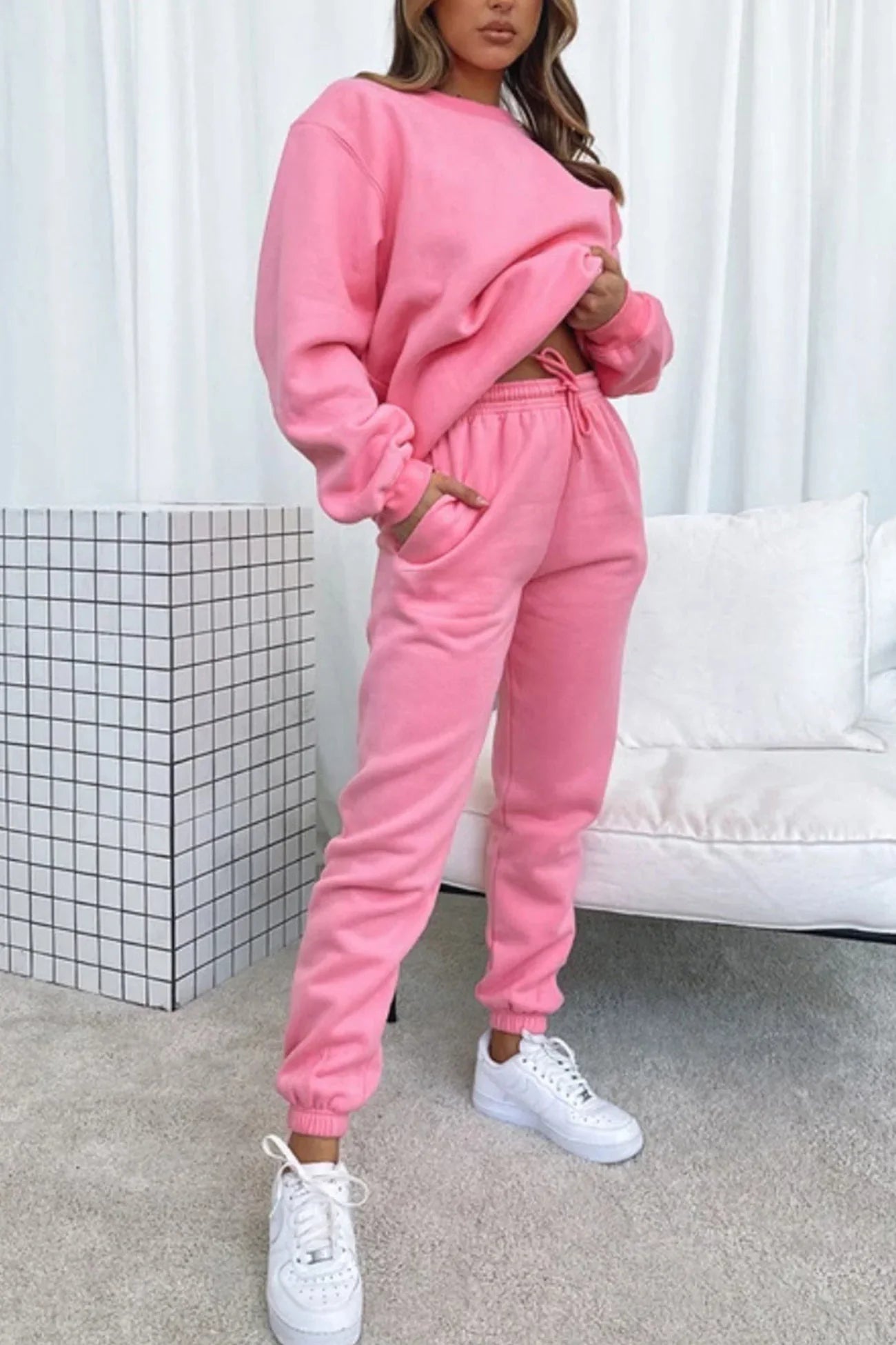 Ruby Ensemble Női – Laza 2 Részes Szett Bő Pulóverrel és Kötős Melegítőnadrággal