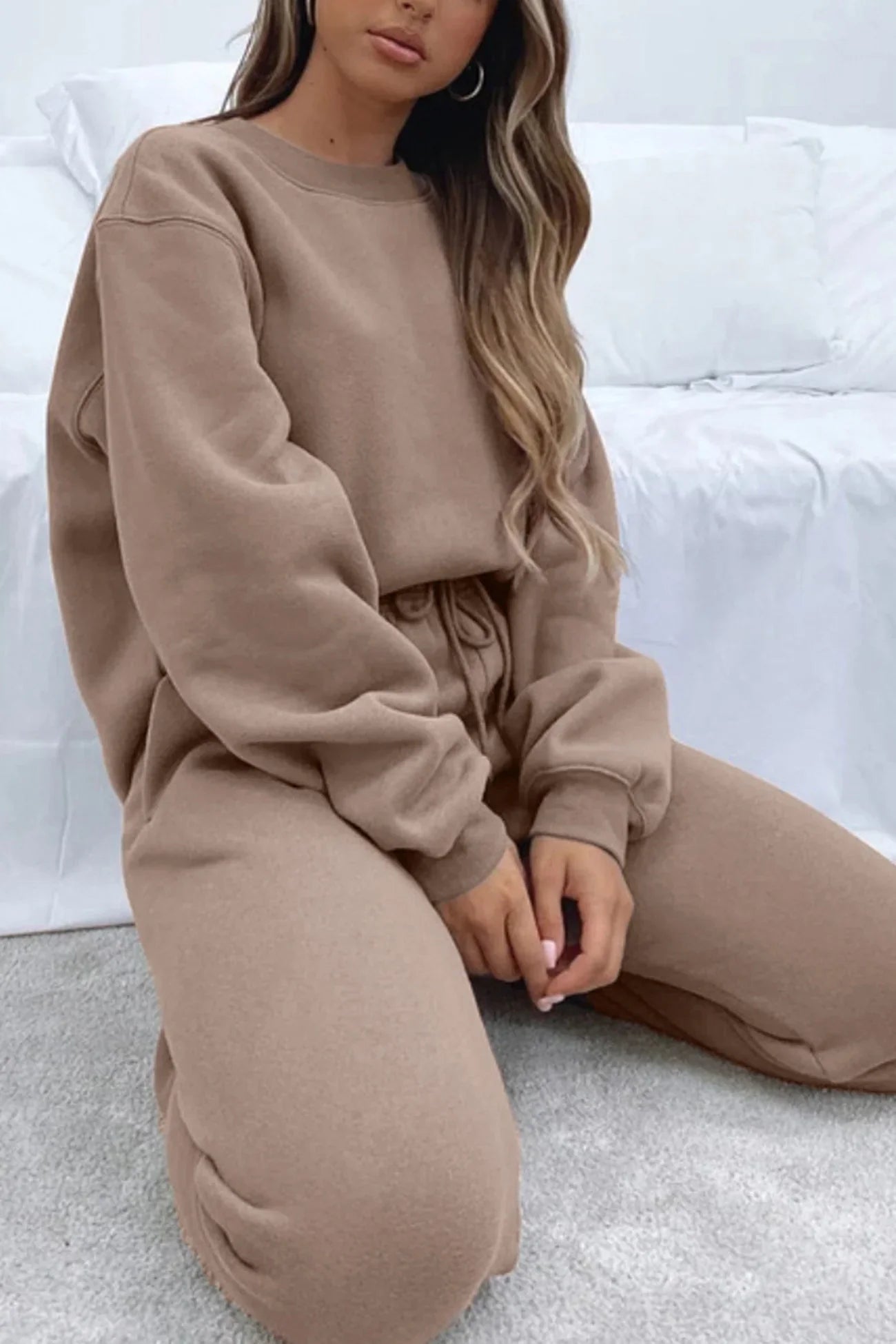 Ruby Ensemble Női – Laza 2 Részes Szett Bő Pulóverrel és Kötős Melegítőnadrággal