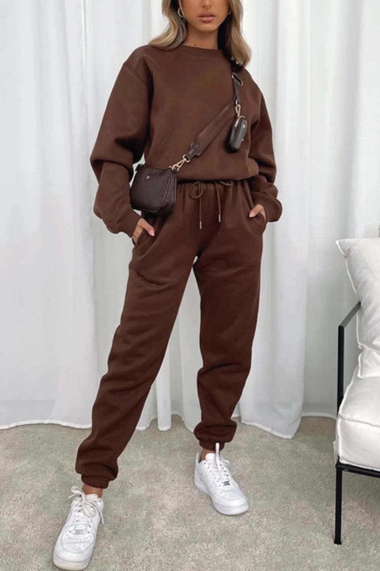 Ruby Ensemble Női – Laza 2 Részes Szett Bő Pulóverrel és Kötős Melegítőnadrággal