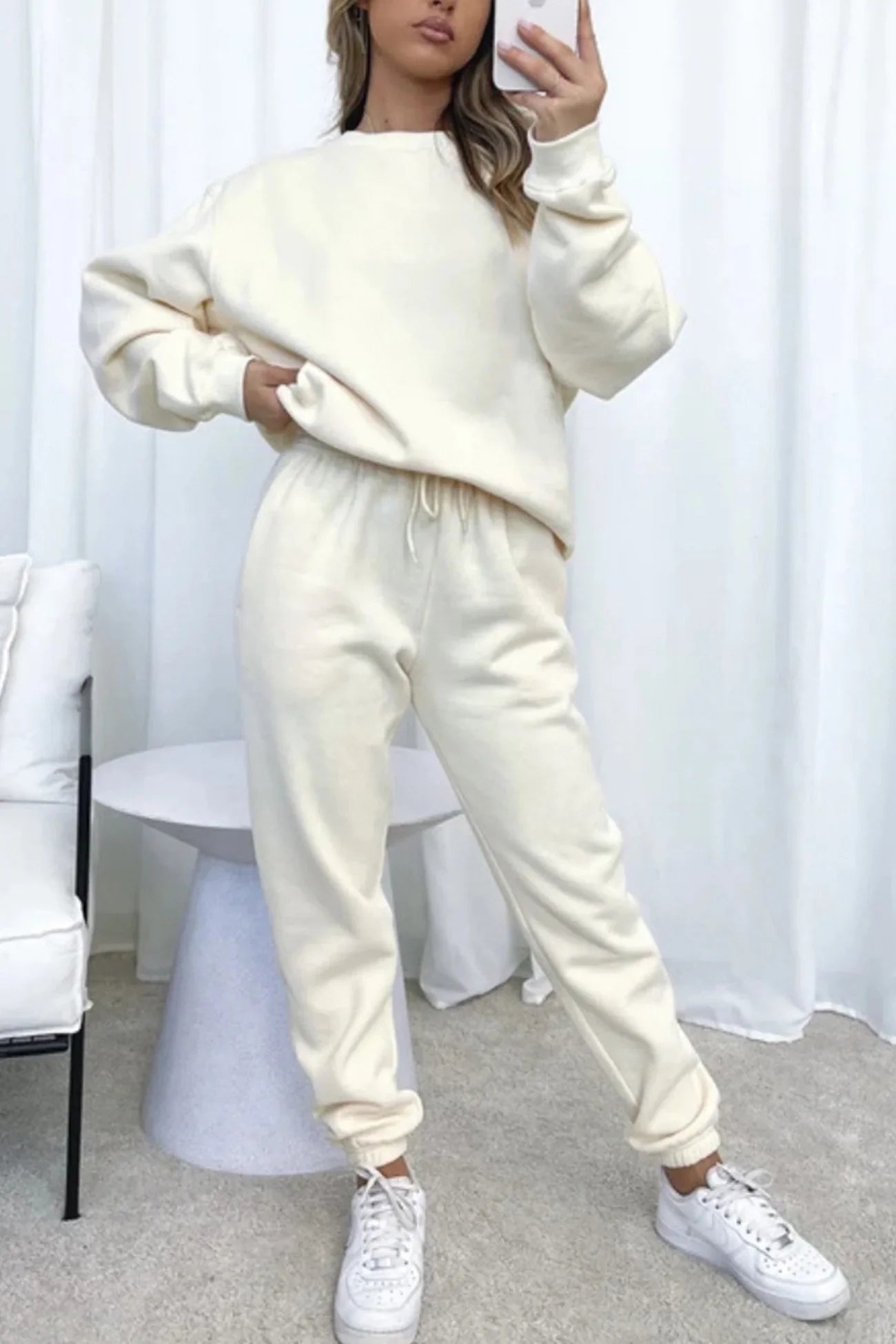 Ruby Ensemble Női – Laza 2 Részes Szett Bő Pulóverrel és Kötős Melegítőnadrággal