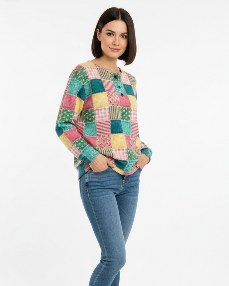Quinlyn Damenpullover aus dickem Waffelstrick – Weiches, gebürstetes Innenfutter & Wärme für Herbst/Winter