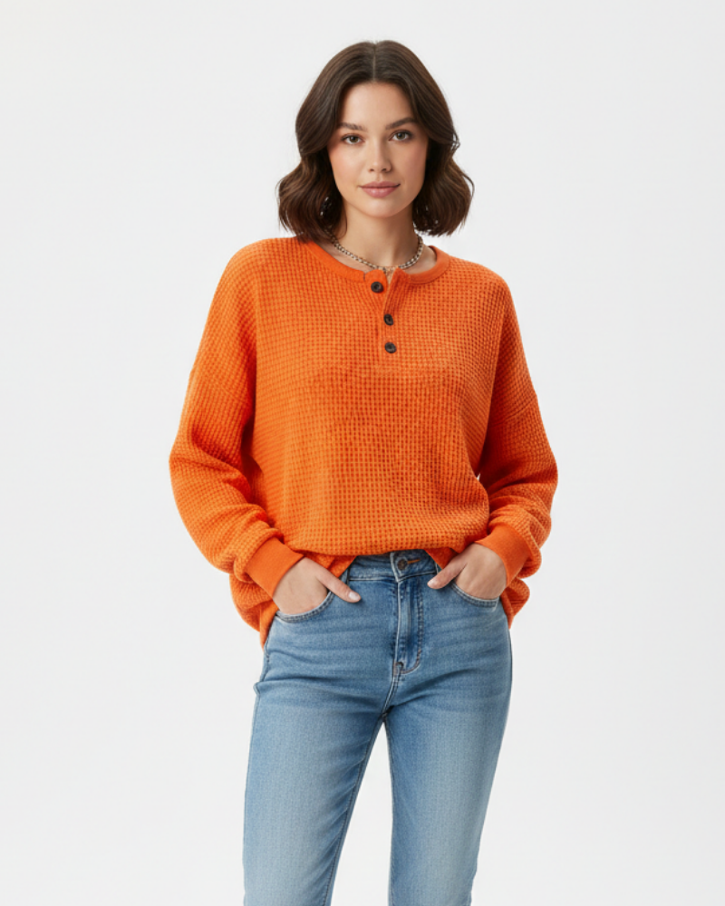 Quinlyn Damenpullover aus dickem Waffelstrick – Weiches, gebürstetes Innenfutter & Wärme für Herbst/Winter