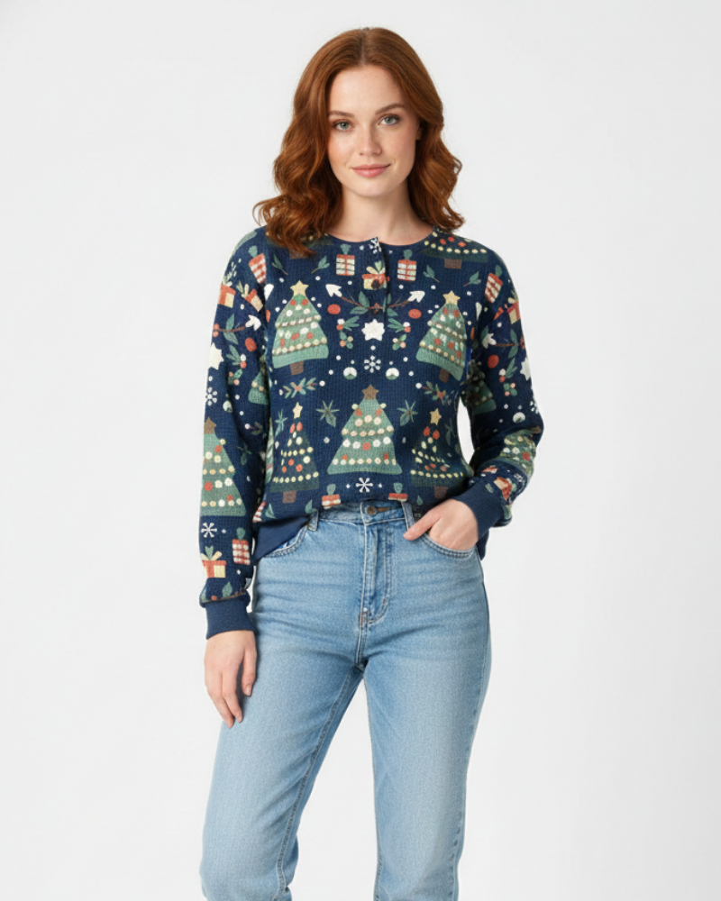 Quinlyn Damenpullover aus dickem Waffelstrick – Weiches, gebürstetes Innenfutter & Wärme für Herbst/Winter