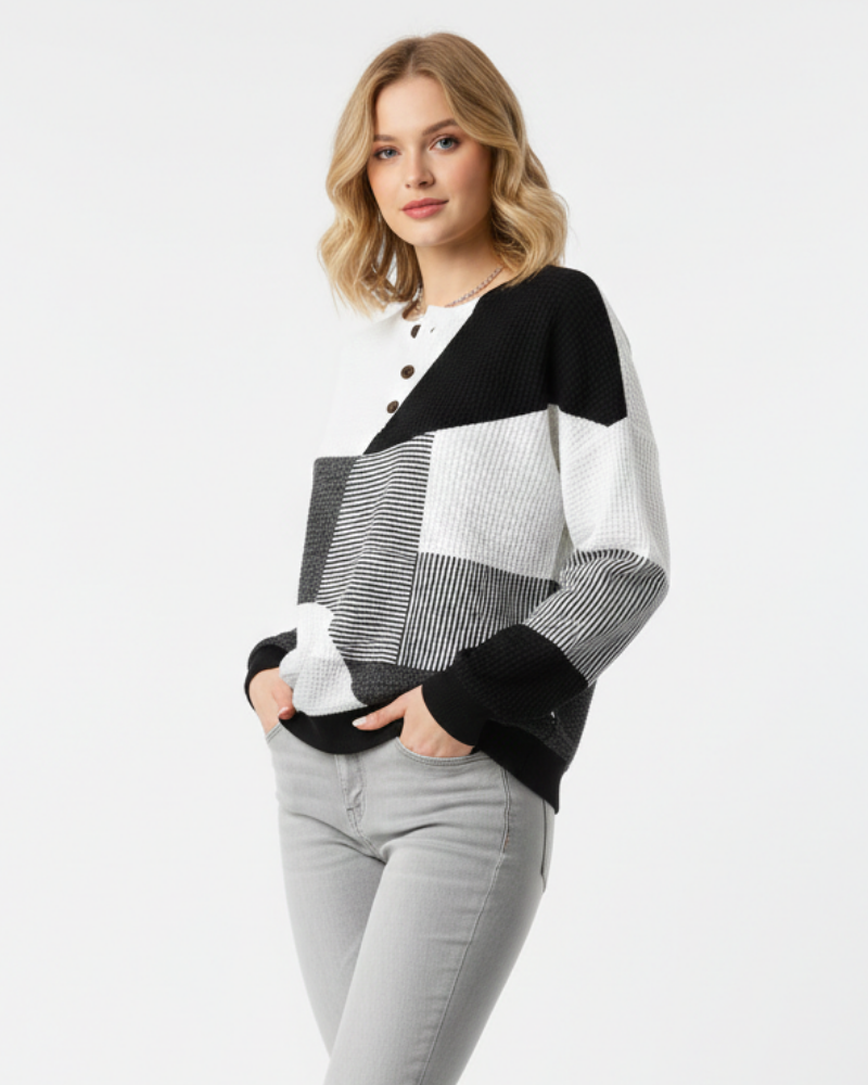 Quinlyn Damenpullover aus dickem Waffelstrick – Weiches, gebürstetes Innenfutter & Wärme für Herbst/Winter