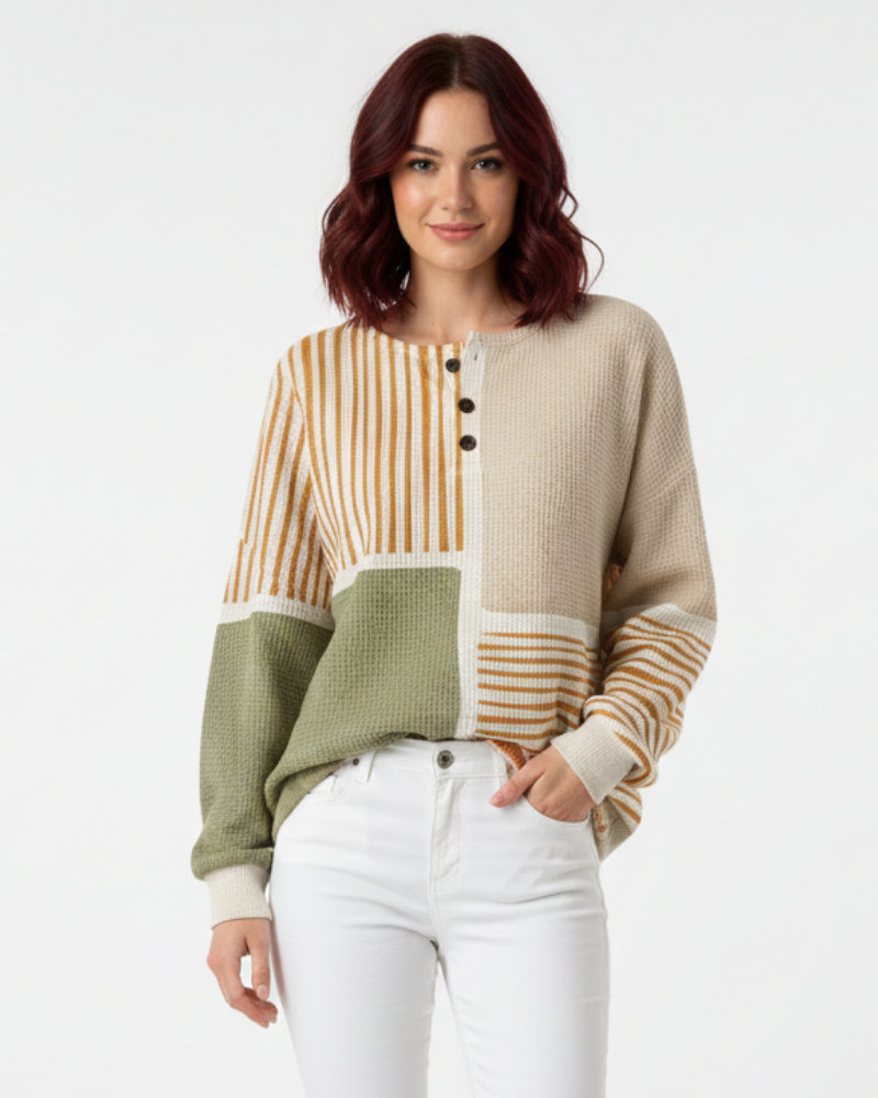 Quinlyn Damenpullover aus dickem Waffelstrick – Weiches, gebürstetes Innenfutter & Wärme für Herbst/Winter