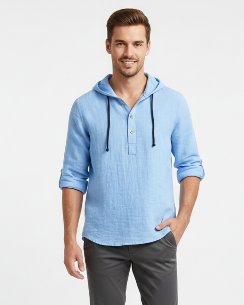 Noé Chemise Homme en Lin à Capuche – 100% Naturel, Respirante & Style Moderne