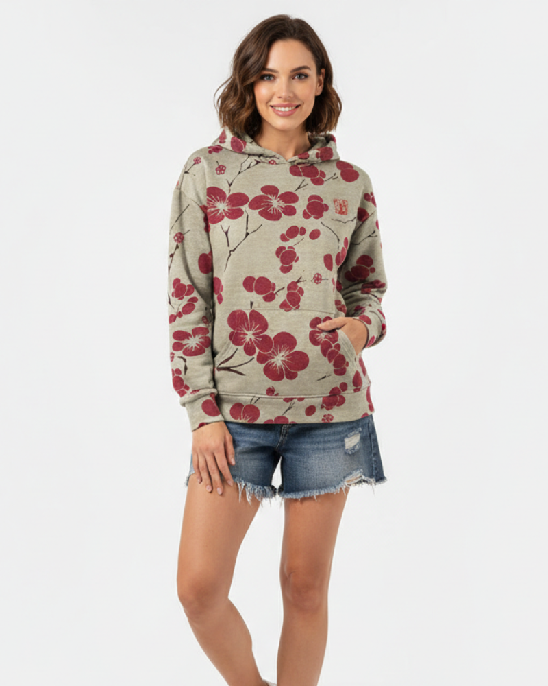 Imelda Sweat à Capuche Femme – Hoodie Doux avec Imprimé Fleurs & Style Décontracté