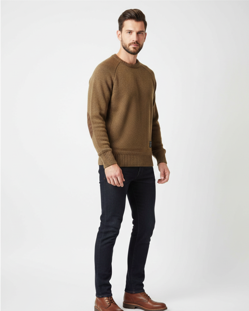 Conrad Mode Pull Homme Tricoté – Modèle Élégant avec Coudières Coupe Confort