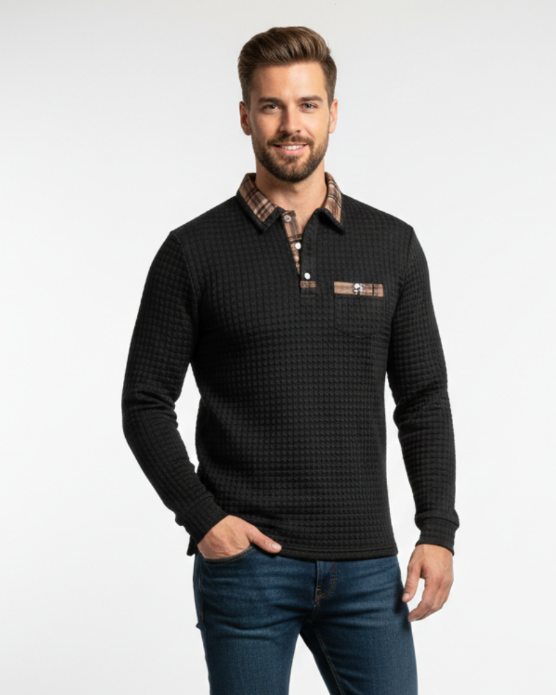 Julian Polo Herre Rutete – Elegant Polo i Pustende Bomull med Klassisk Krage