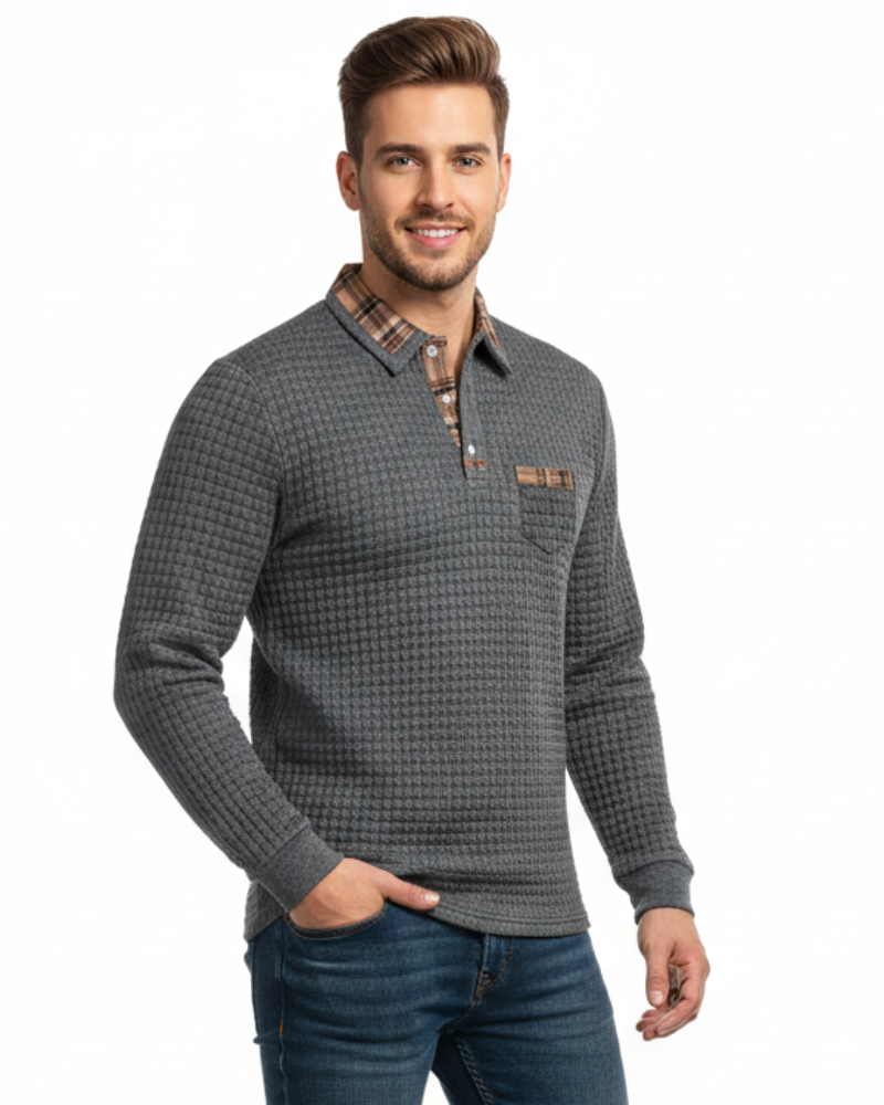 Julian Polo Herre Rutete – Elegant Polo i Pustende Bomull med Klassisk Krage