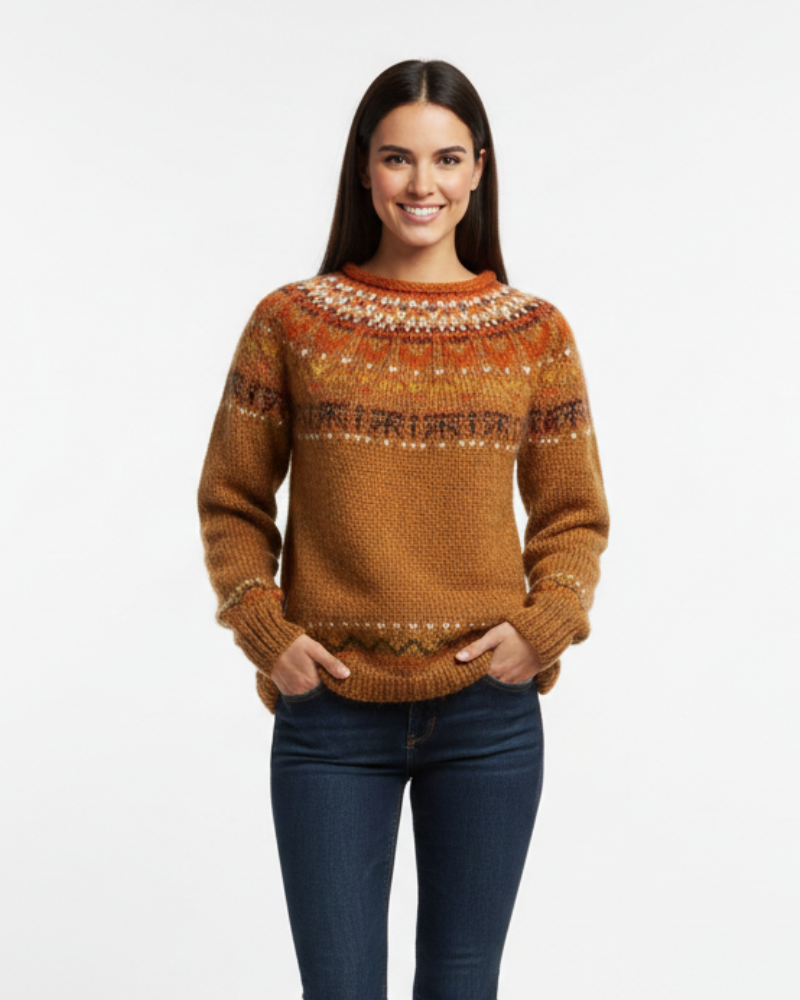 Clara Pull Femme Fair Isle Coloré – Pull Tricoté Chaud et Confortable pour l’Hiver
