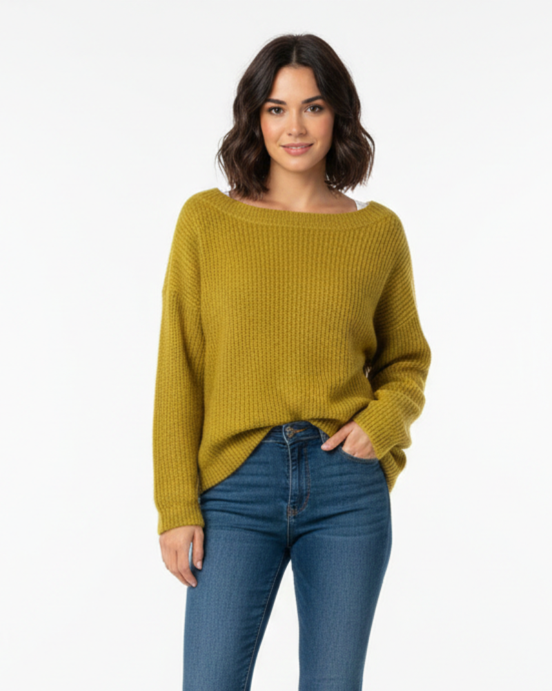 Daphne Camisola de Malha para Mulher Emora Nova – Malha Suave, Decote Barco e Corte Confortável