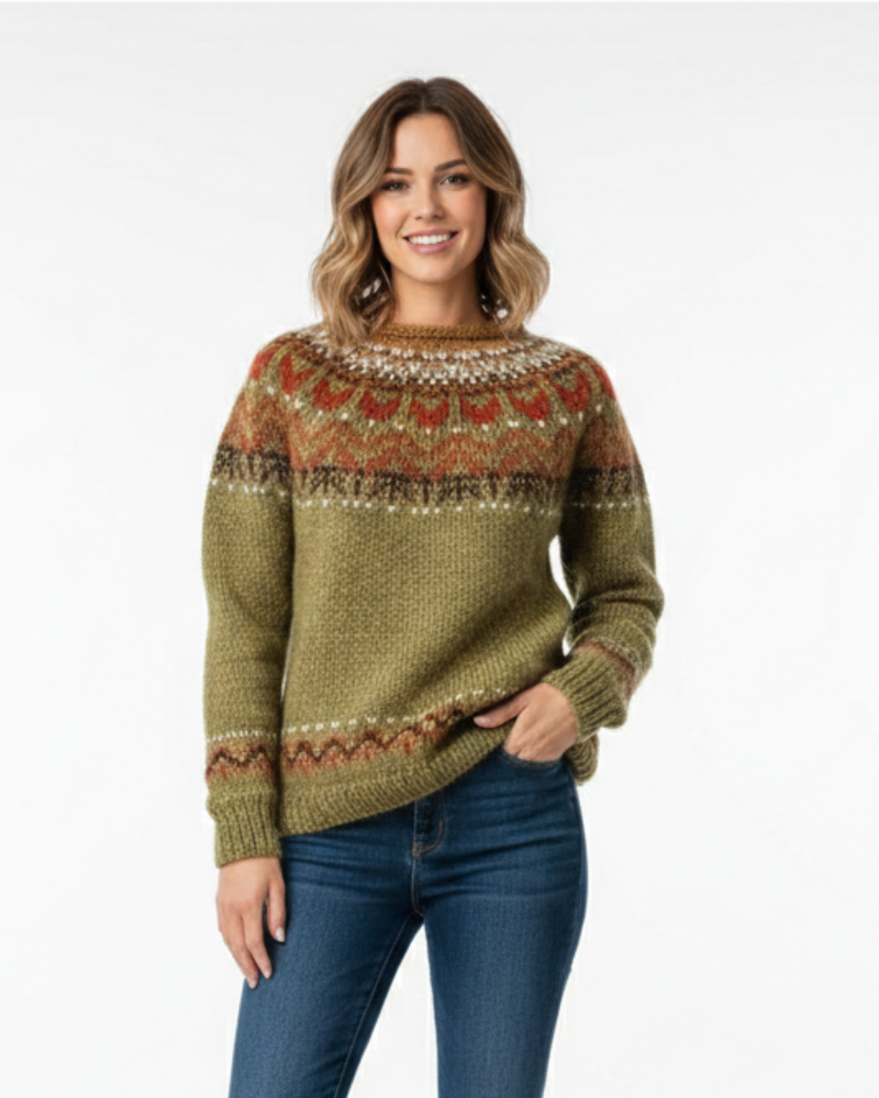 Clara Women's Fair Isle Colorful Sweater – Warm and Comfortable Knitted Sweater for Winter
