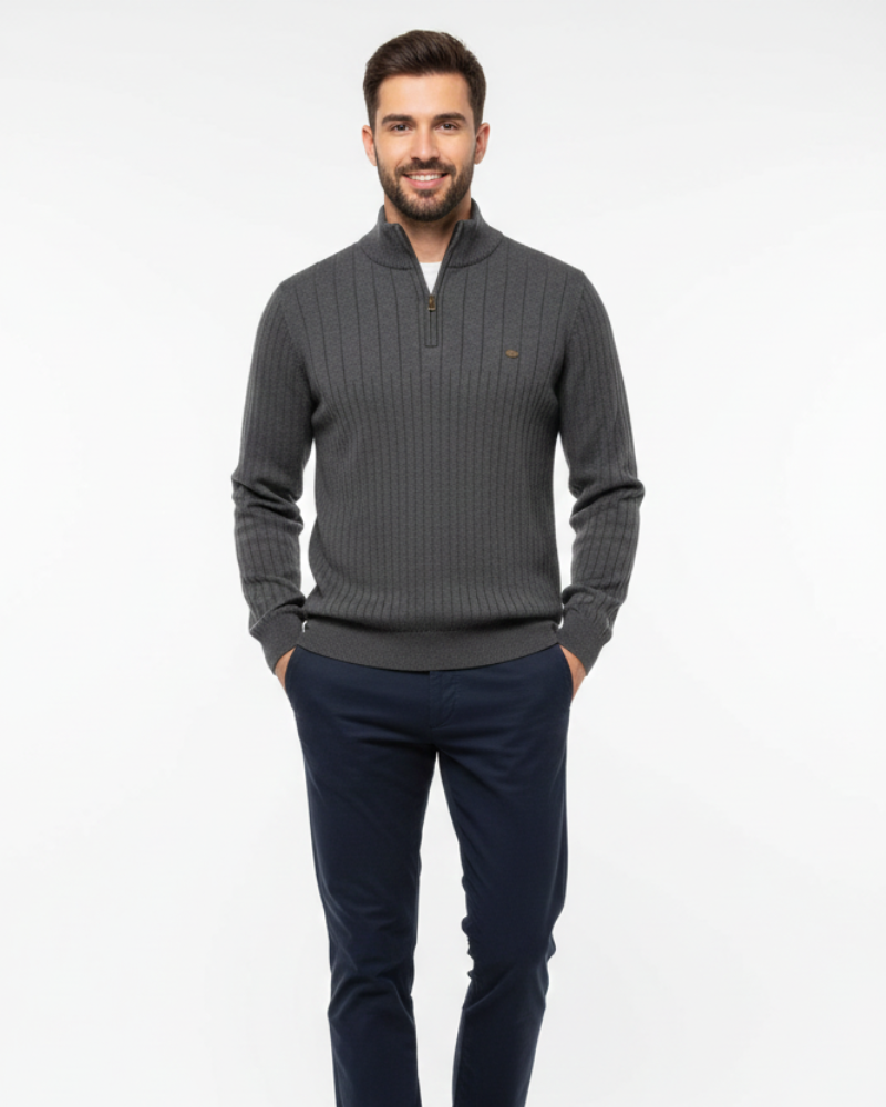 Чоловіча кофта Зейн з напівблискавкою – прямий крій з розкішної сумішевої бавовни