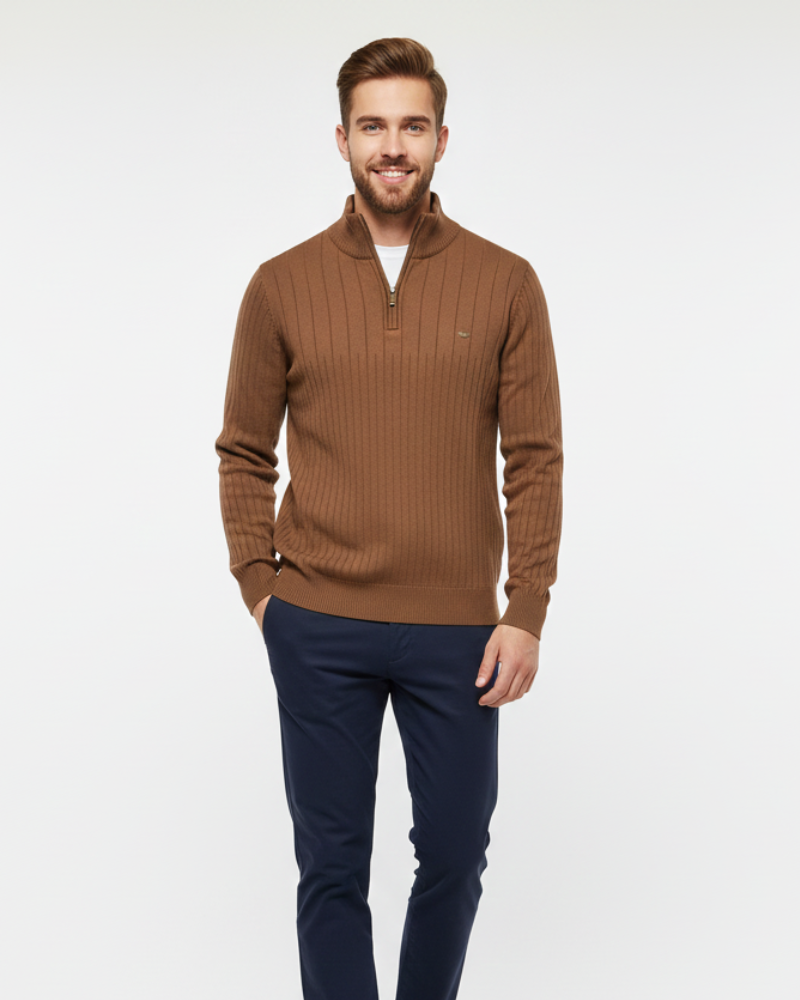 Чоловіча кофта Зейн з напівблискавкою – прямий крій з розкішної сумішевої бавовни